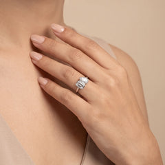 2.55 CT Emerald & Pear Two Stone Diamond Ring