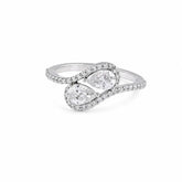 0.95 CT Pear Bypass Pavé Diamond Ring