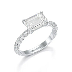 2.40 CT Straight Emerald Cut Lab Diamond Ring Jama Jewels
