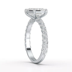 2.40 CT Straight Emerald Cut Lab Diamond Ring