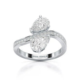 1.55 CT Two Stone Pear Cut Ring with Round Cut Side Diamonds Jama Jewels