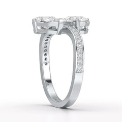 1.55 CT Pear Cut Ring with Round Cut Side Diamonds