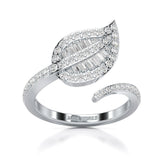 0.70 CT Baguette Cut Diamond Open Leaf Ring Jama Jewels