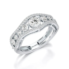 1.50 CT Round Cut Three Row Curved Diamond Ring Jama Jewels