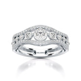 1.50 CT Round Cut Three Row Curved Diamond Ring Jama Jewels