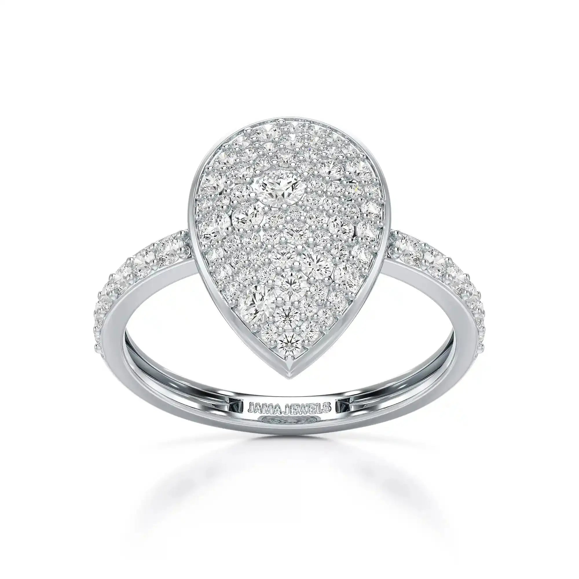 1 CT Pear Shaped Pave Ring with Round Diamonds Jama Jewels
