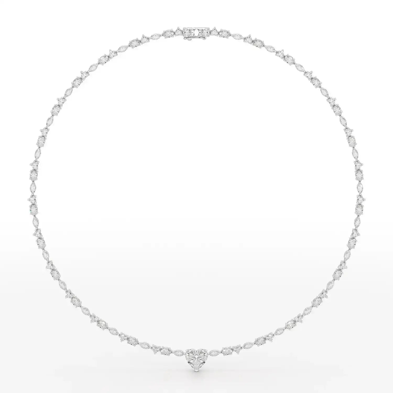 12.54 CT Heart Cut Lab Diamond Tennis Necklace Jama Jewels