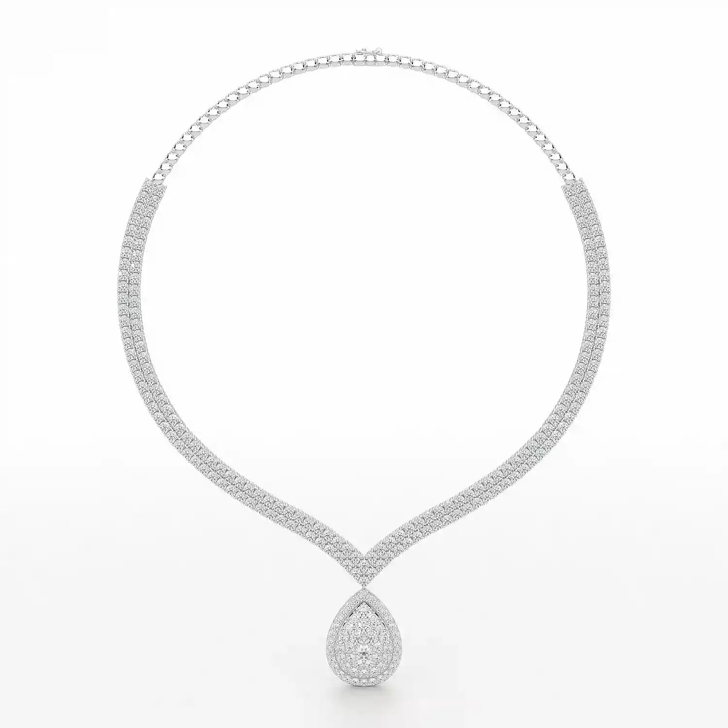 23.5 CT Two Layered Necklace with Round Lab Diamonds Jama Jewels