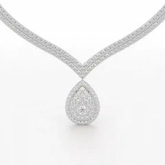 23.5 CT Two Layered Necklace with Round Lab Diamonds Jama Jewels