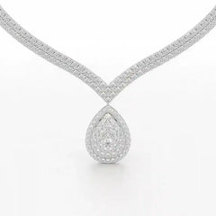 23.5 CT Two Layered Necklace with Round Lab Diamonds Jama Jewels