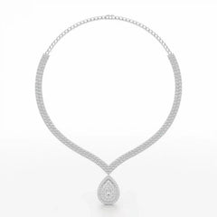23.5 CT Two Layered Necklace with Round Lab Diamonds Jama Jewels