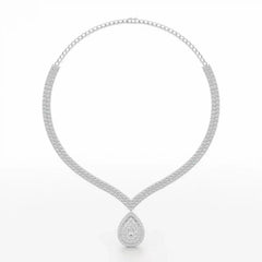 23.5 CT Two Layered Necklace with Round Lab Diamonds Jama Jewels