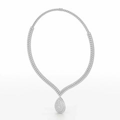 23.5 CT Two Layered Necklace with Round Lab Diamonds Jama Jewels