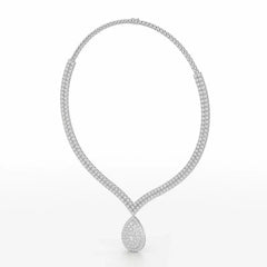 23.5 CT Two Layered Necklace with Round Lab Diamonds Jama Jewels