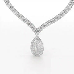 23.5 CT Two Layered Necklace with Round Lab Diamonds Jama Jewels
