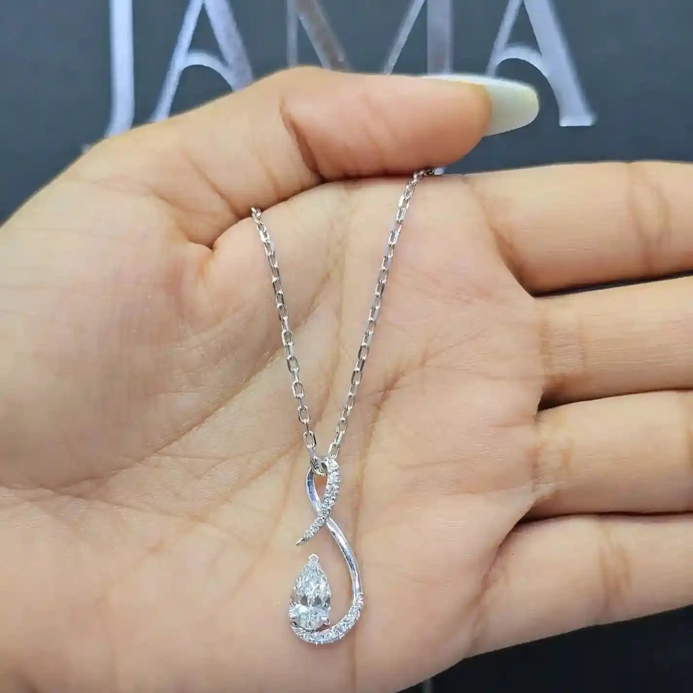 1.21 CT Lab Grown Pear Cut Diamond Chain Pendant (Ready for Delivery) Jama Jewels