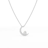 1.7 CT Lab Diamond Moon Shaped Round Chain Pendant