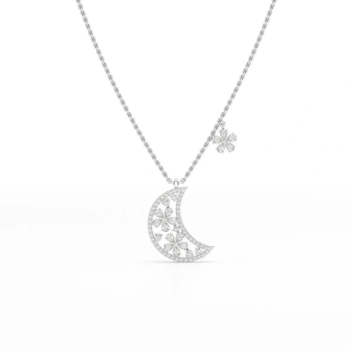 1.58 CT Lab Diamond Moon Shaped Chain Pendant Jama Jewels