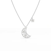 1.58 CT Lab Diamond Moon Shaped Chain Pendant Jama Jewels