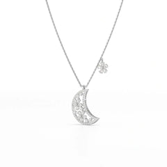 1.58 CT Lab Diamond Moon Shaped Chain Pendant Jama Jewels