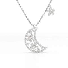 1.58 CT Lab Diamond Moon Shaped Chain Pendant Jama Jewels
