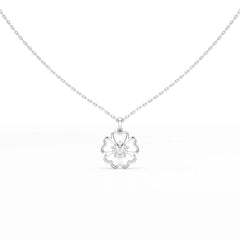 0.65 CT Heart Shape Pave Setting Chain Pendant With Round Cut Lab Diamonds