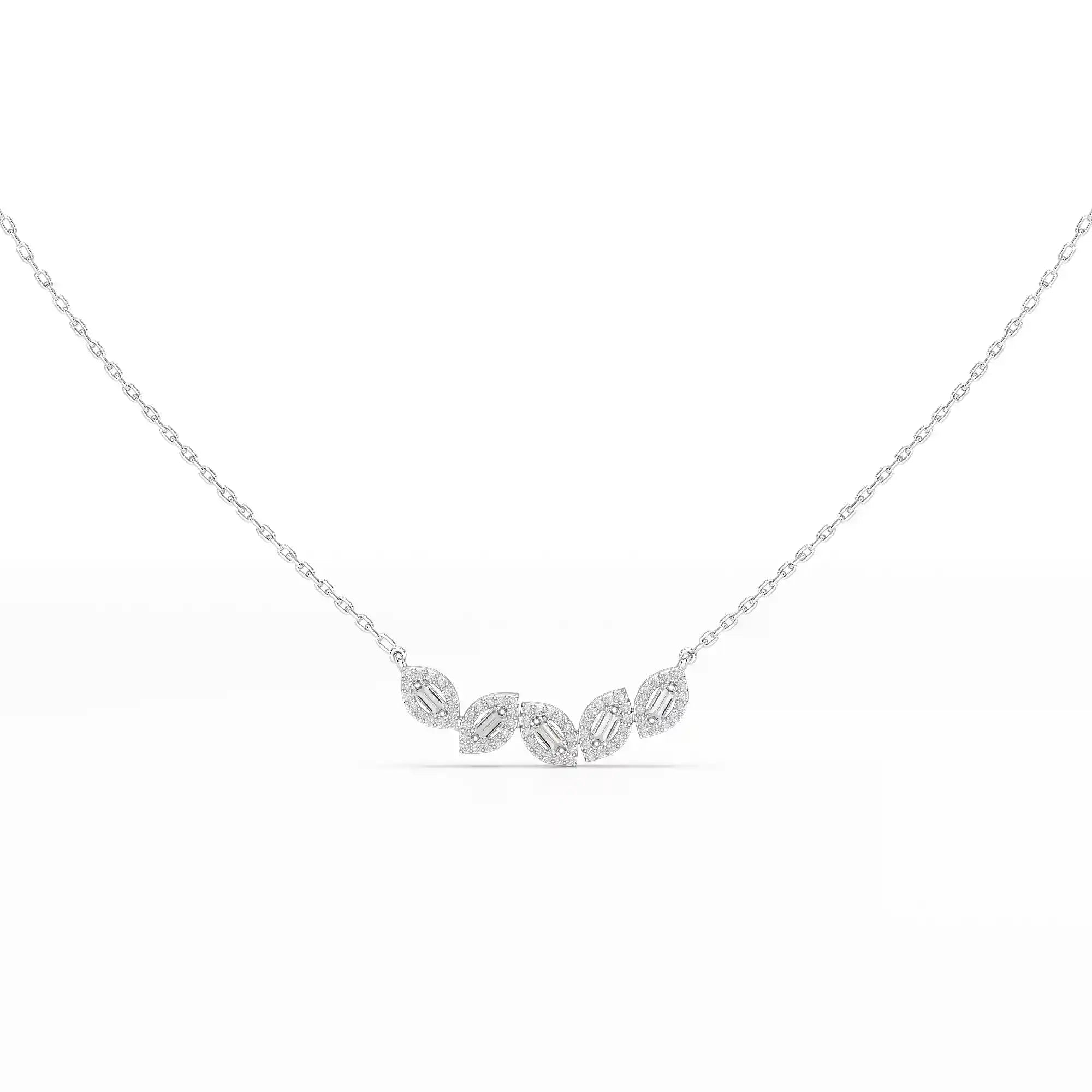 0.45 CT Baguette & Round Cut Diamond Chain Pendant Jama Jewels