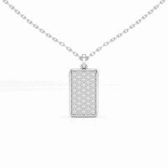 0.50 CT Lab Diamond Rectangular Chain Pendant with Round Diamonds Jama Jewels