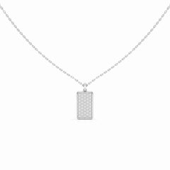 0.50 CT Lab Diamond Rectangular Chain Pendant with Round Diamonds
