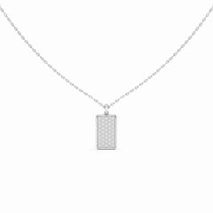 0.50 CT Lab Diamond Rectangular Chain Pendant with Round Diamonds Jama Jewels