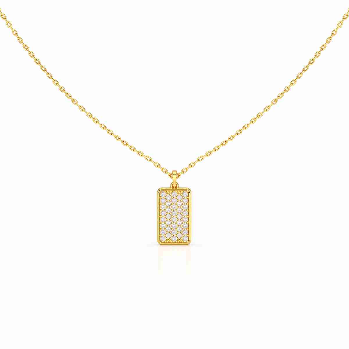 0.50 CT Lab Diamond Rectangular Chain Pendant with Round Diamonds Jama Jewels