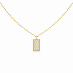 0.50 CT Lab Diamond Rectangular Chain Pendant with Round Diamonds Jama Jewels