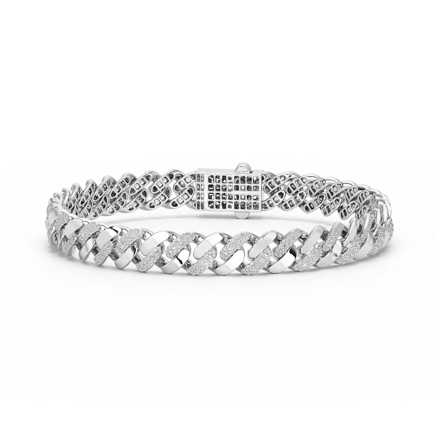 2.62 CT Round Cut Men's Cuban Bracelet Jama Jewels