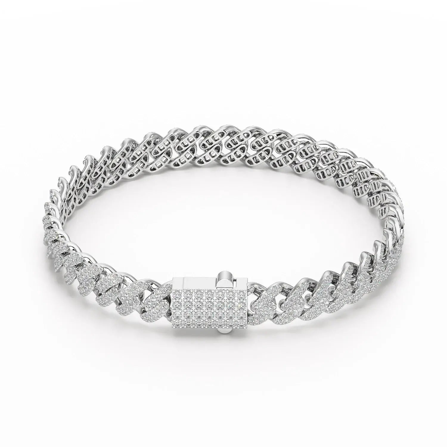4.66 CT Round Cut Men's Cuban Bracelet Jama Jewels