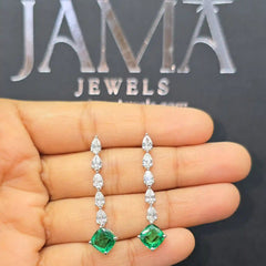 2 CT Lab Grown Drop Earring with 3.4 CT Green Gemstone (Ready for Delivery)