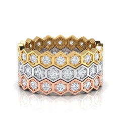 1.10 CT Three Row Set Stackable Diamond Ring
