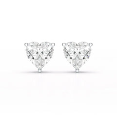 Heart Shape Solitaire Lab Diamond Stud Earrings