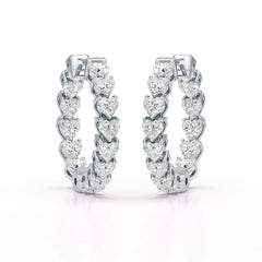 Heart Shaped Lab Grown Diamond Hoop Earrings