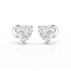 Heart Shape Solitaire Lab Diamond Stud Earrings