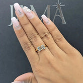 2.10 CT Emerald Cut Two Stone Lab Diamond Open Ring (Ready for Delivery) Jama Jewels