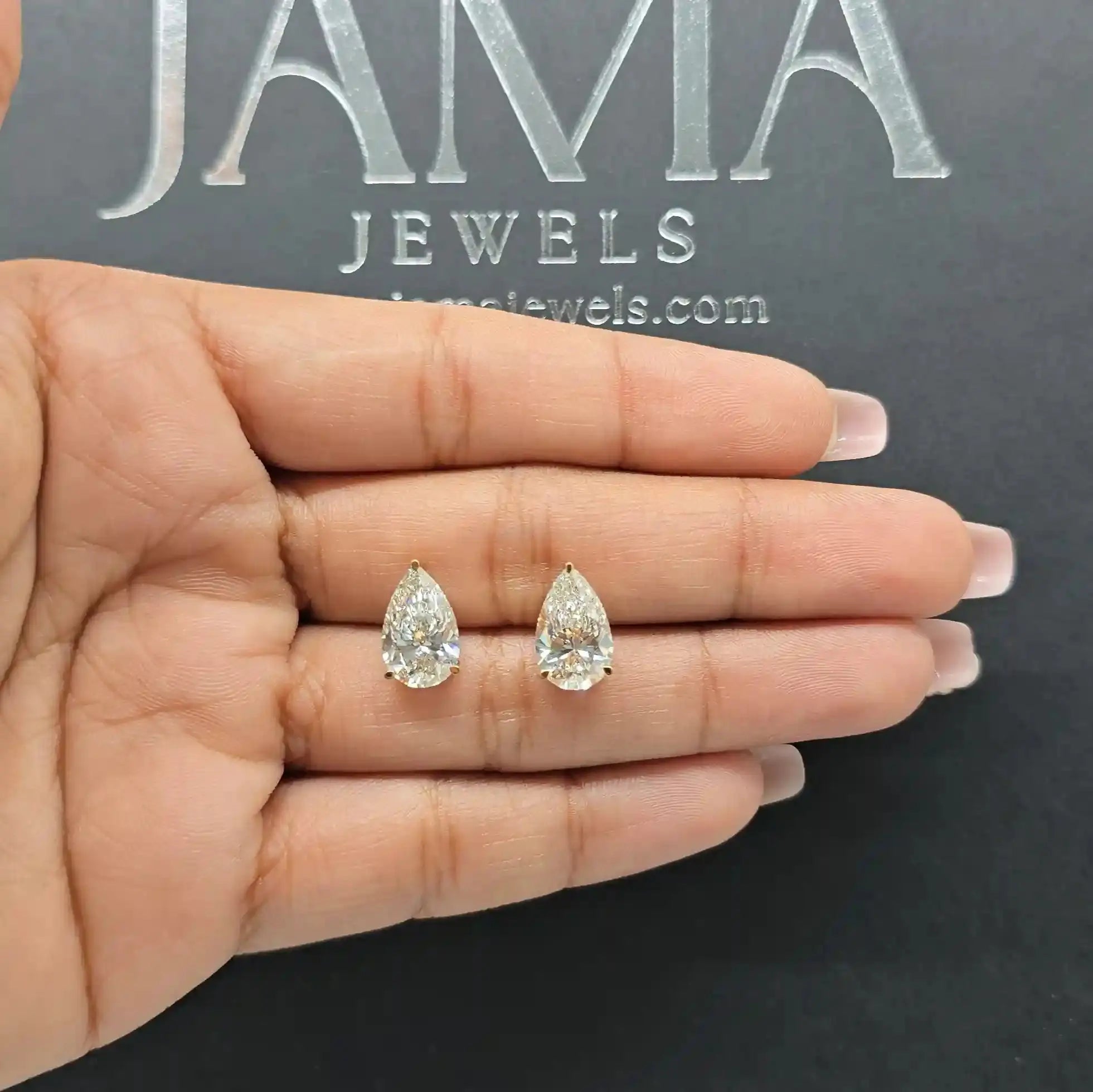 5 CT Pear Cut Single Stone Diamond Stud Earring (Ready for Delivery) Jama Jewels