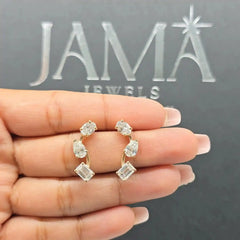 3.45 CT Lab Diamond Multi-Shape Three Stone Earrings (Ready for Delivery) Jama Jewels