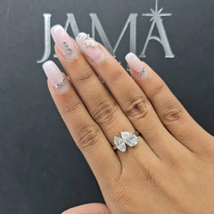 3 CT Marquise & Pear Cut Diamond Two Stone Ring (Ready for Delivery)