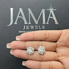 2.90 CT Cushion Cut Lab Diamond Floral Cluster Earrings (Ready for Delivery) Jama Jewels
