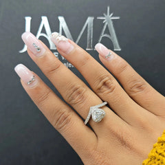 1.55 CT Heart Cut Lab Diamond Chevron Halo Ring (Ready for Delivery) Jama Jewels
