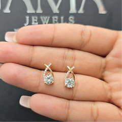 1.45 CT Lab Diamond Crossover Round Earrings (Ready for Delivery)