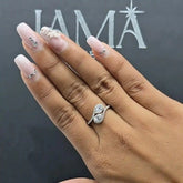 0.95 CT Swirl Ring with Pear and Round Cut Diamonds (Ready for Delivery) Jama Jewels