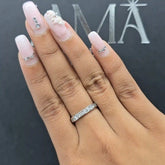 خاتم ألماس صناعي بقطع دائري نصف دائري 0.65 قيراط (جاهز للتسليم)