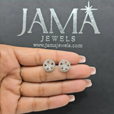 1.45 CT Lab Diamond Circle Stud Earring shown in hand