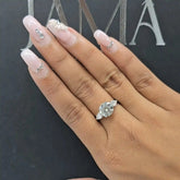 3.10 CT Lab Diamond Round & Pear Cut Three Stone Ring (Ready for Delivery) Jama Jewels